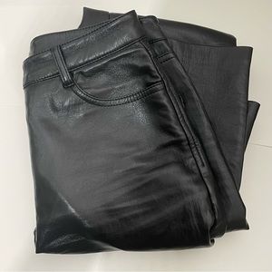 Wilfred The Melina Black Vegan Leather High Rise Straight Leg Flared Pants 0